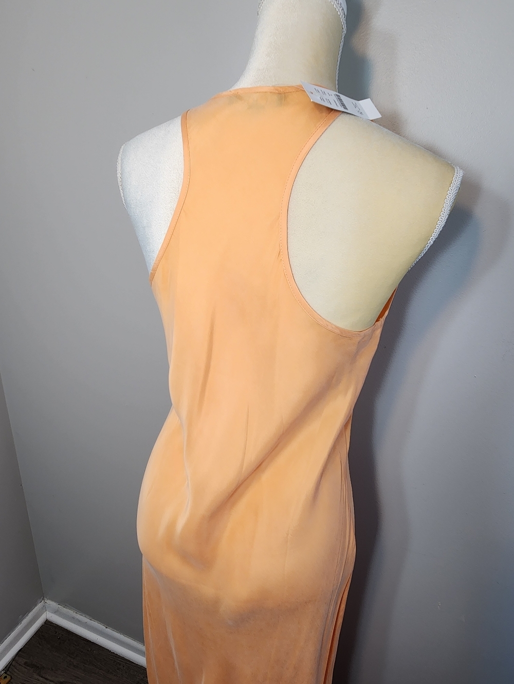 J.Crew Peach Slip Dress Sz 8 NWT Maxi 90s Minimalist Quiet Luxury Racerback - Picture 3 of 15